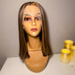 Academe | 14" Honey Brown Highlight Lace Frontal Synthetic Wig