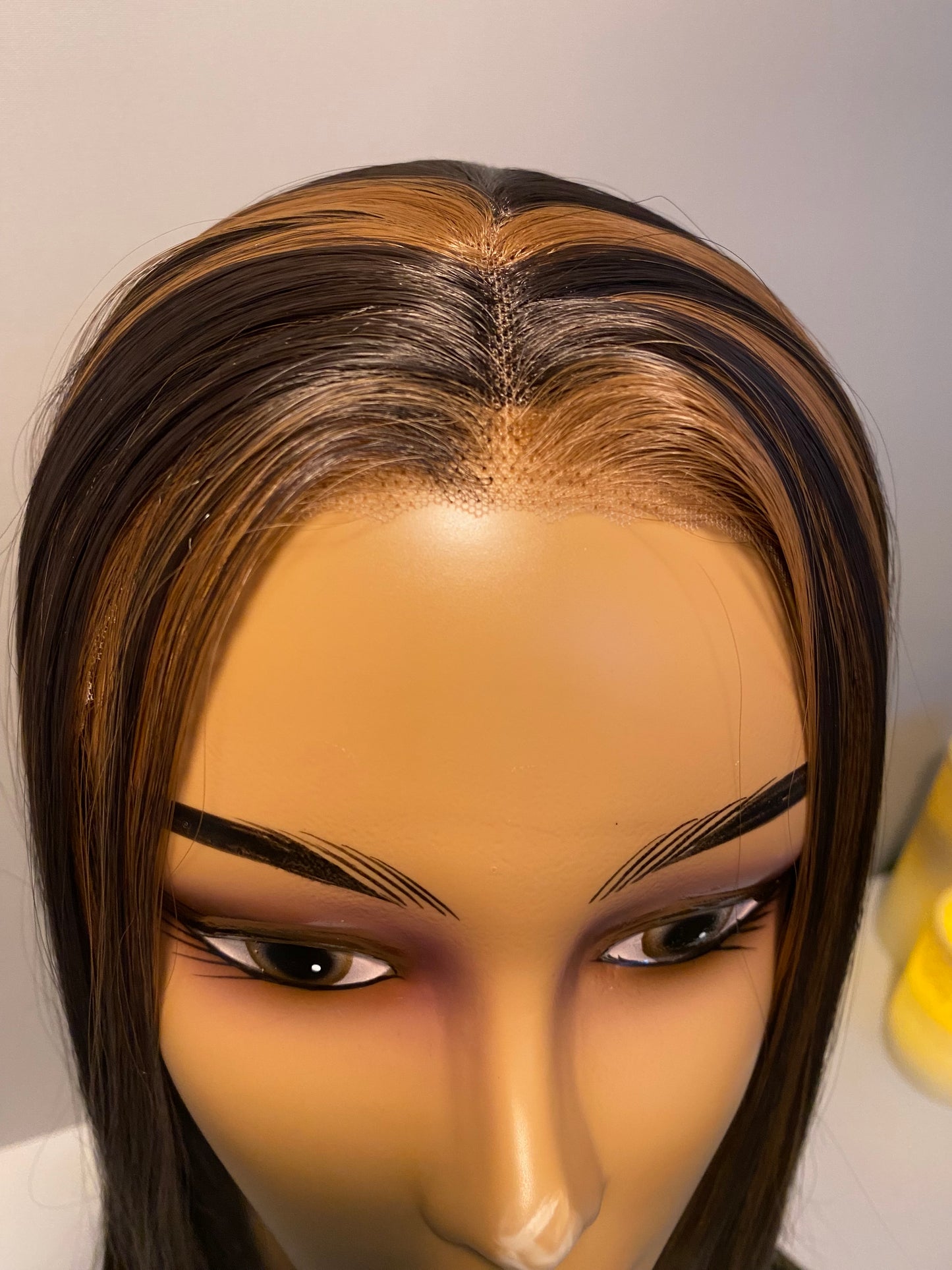 Academe | 14" Honey Brown Highlight Lace Frontal Synthetic Wig