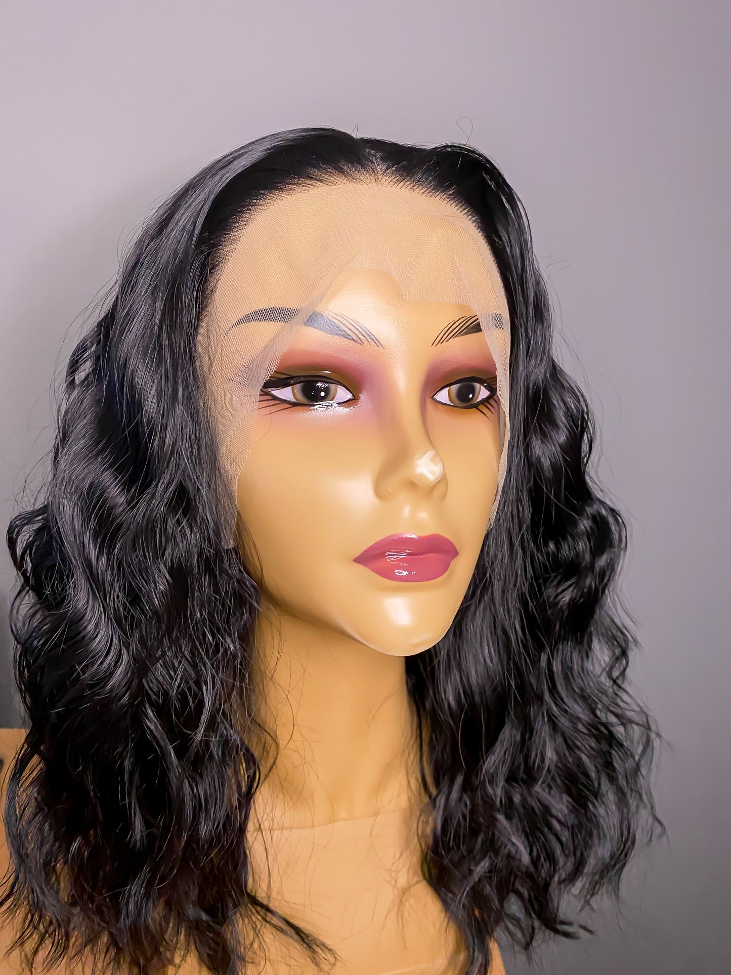 Honours | 14" Natural Black Wavy Bob Frontal Synthetic Wig